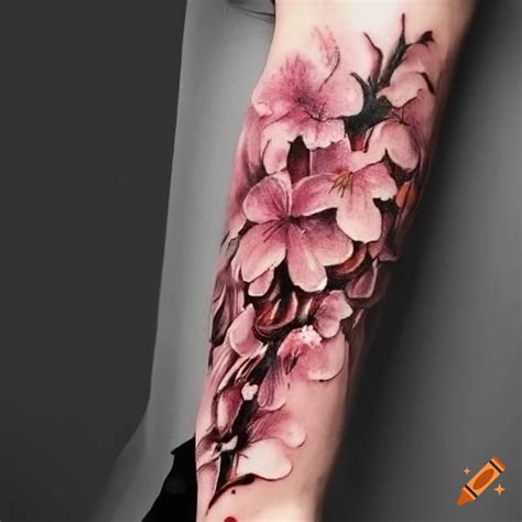 arm cherry blossom tattoo